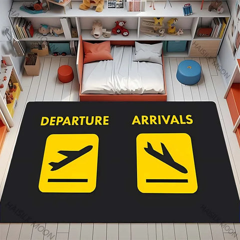 Navak Carpet 3D HD Aviation Theme Airplane Runway Printed Carpet! Anti-slip Sound Insulation, Living Room Bedroom Entrance Door Mat Sofa Rugs