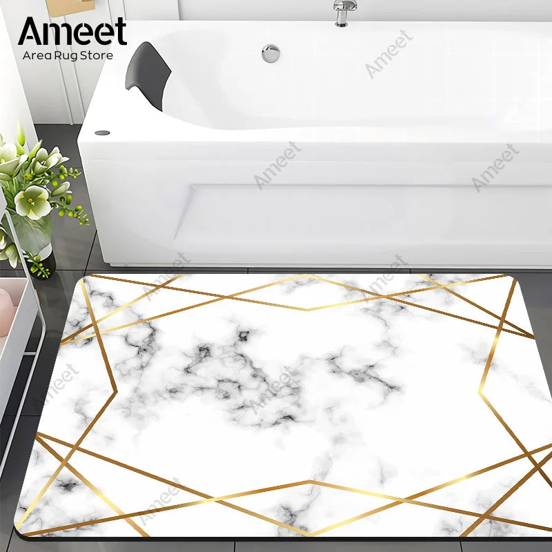 Navak Carpet Super Absorbent Floor Bath Mat Bathroom Shower Anti-slip Carpet Quick Dry Rubber Door Mat Nordic Luxury Marble Rug Home Decor