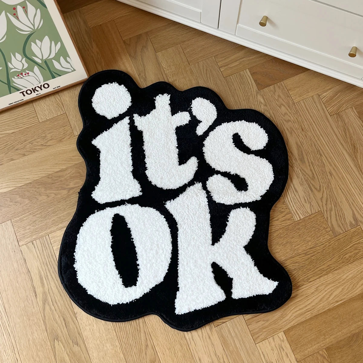 Navak Carpet It's OK Rug Handmade Fluffy Plush Tufted Living Room for Bedroom Dorm Suitable for Room Decor Housewarming Gift