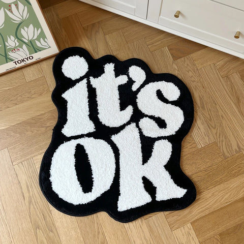 Navak Carpet It's OK Rug Handmade Fluffy Plush Tufted Living Room for Bedroom Dorm Suitable for Room Decor Housewarming Gift