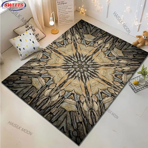 Navak Carpet 3D Stone & Floral Art Area Rug - Large Modern Carpet for Living Room, Bedroom or Office - Non-Slip Play Mat for Kids, Home Decor