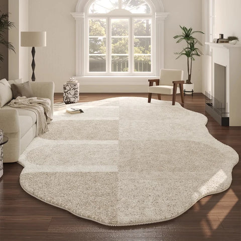 Navak Carpet French Cream Style Carpets for Living Room Irregular Shape Bedroom Decor Line Carpet Fluffy Soft Plush Rug Thick Washable Mat