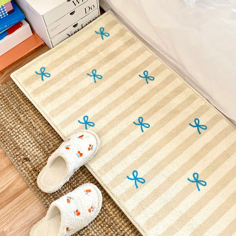 Navak Carpet Exclusive Picks Bow Imitation Cashmere Rug Comfortable Insulation Warm Bedroom Bed Blanket Girls Bed Mat Bay Window Blanket Home Decor