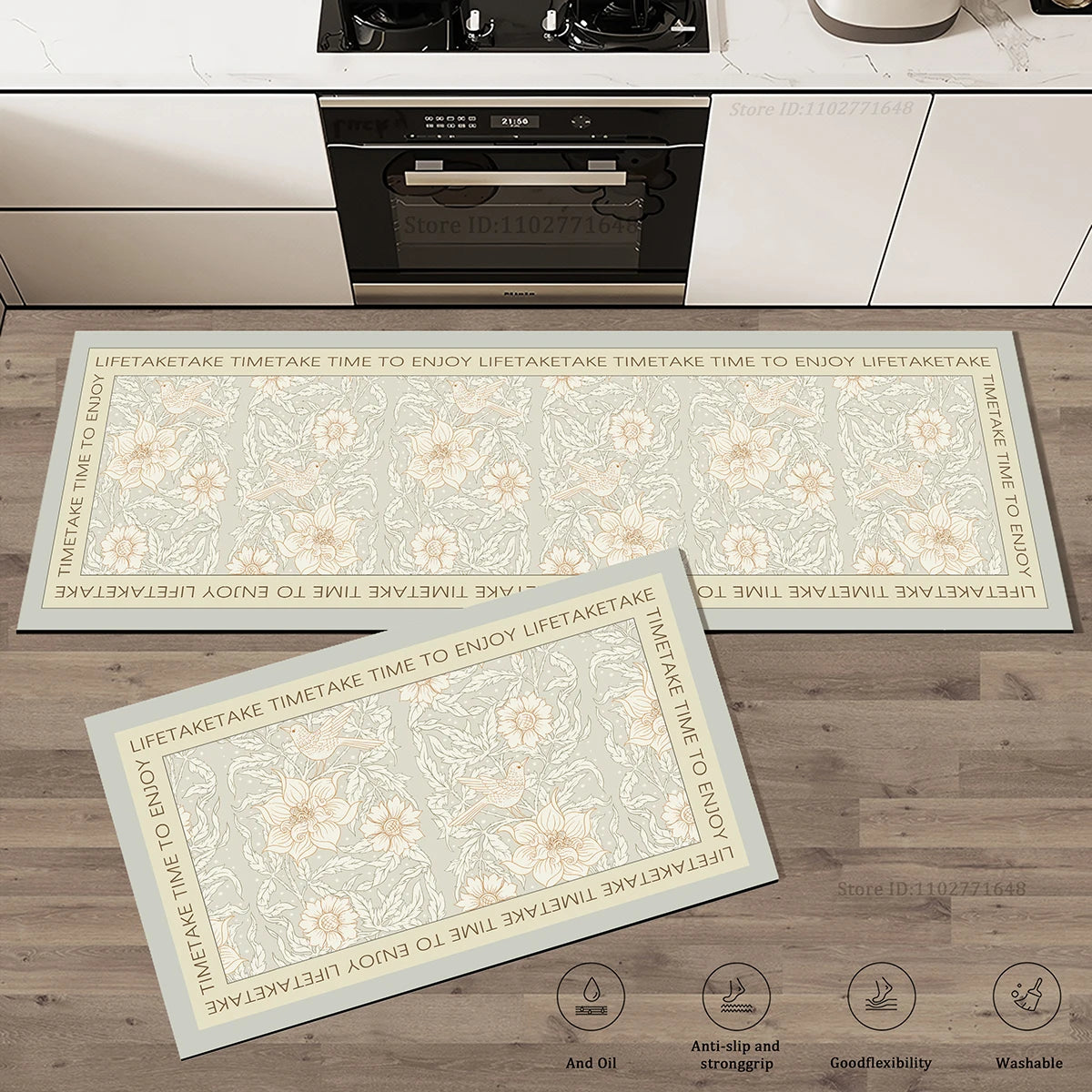 Navak Carpet Flowers Pattern Kitchen Extra Thick Absorbent Rug Bathroom Entrance Non-Slip Doormat Carpet Large Anti Fatigue Mat Long Rugs