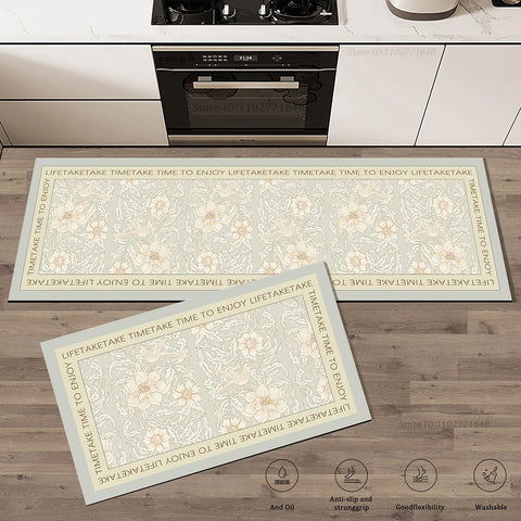 Navak Carpet Flowers Pattern Kitchen Extra Thick Absorbent Rug Bathroom Entrance Non-Slip Doormat Carpet Large Anti Fatigue Mat Long Rugs