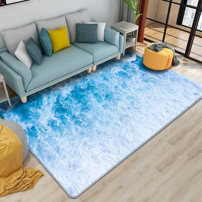 Navak Carpet Beach Waves 3D Printed Carpets for Living Room Kids Room Rug Kitchen Mat Floor Carpets Modern Entrance Mat Home Bathroom Rugs