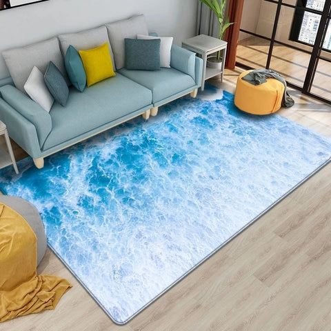 Navak Carpet Beach Waves 3D Printed Carpets for Living Room Kids Room Rug Kitchen Mat Floor Carpets Modern Entrance Mat Home Bathroom Rugs