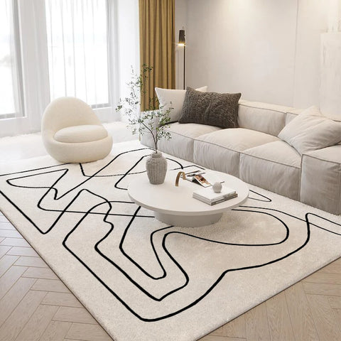 Navak Carpet Nordic Style Living Room Decoration Plush Carpet Abstract Art Design Rugs for Bedroom Simple Line Soft Rug Home Thick Floor Mat