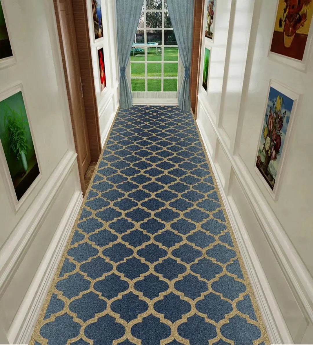 Navak Carpet Nordic Modern Villa Long Corridor Carpet Runner Hall Passageway Home Large Rugs Stairway Comfortable Durable Washable Floor Mat