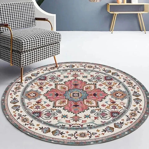 Navak Carpet Moroccan Ethnic Round Carpet, Rocking Chair Mat For Bedroom & Living Room