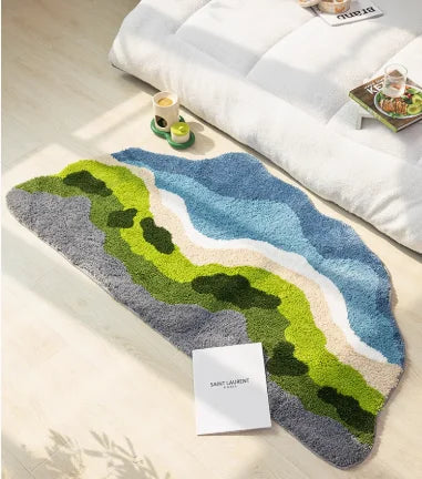 Navak Carpet Nordic Style Bedroom Decor Carpet Home Fluffy Soft Rug Irregular Shapes Carpets for Living Room Thickend Plush Bedside Floor Mat