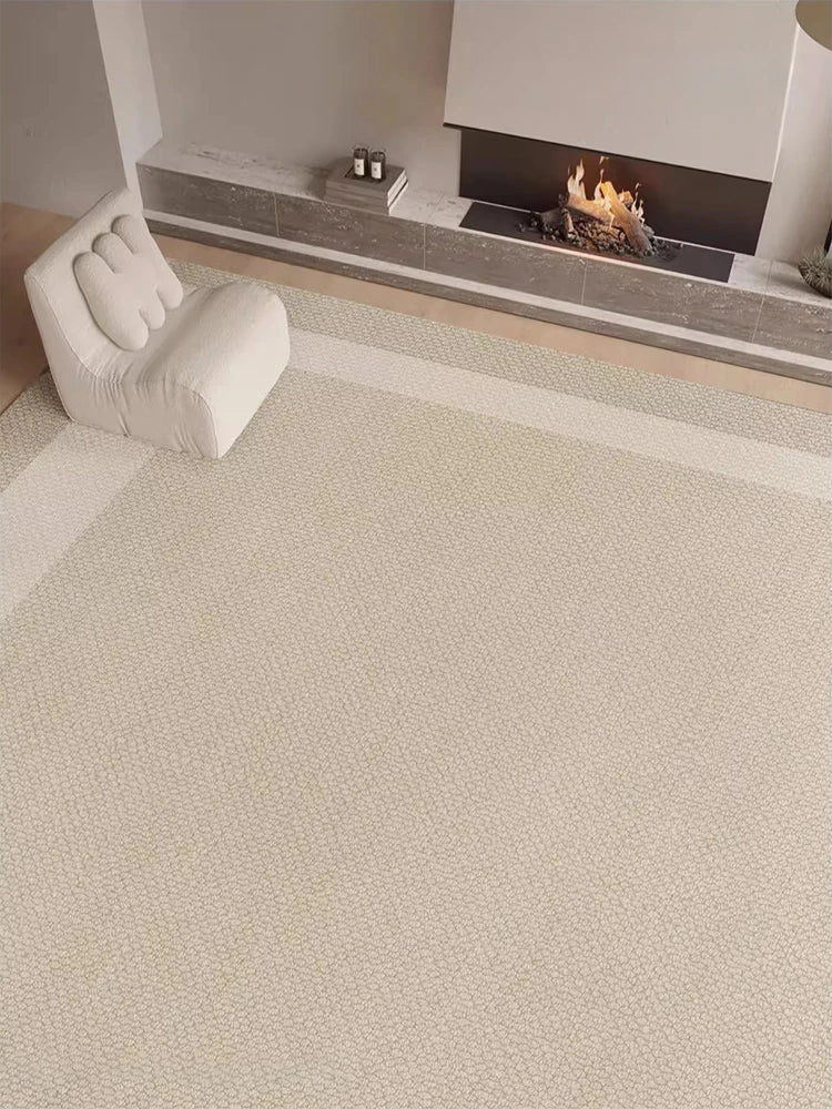 Navak Carpet Beige Light Gray Plush Carpet with Elegant Border Design Soft Thick Pile Carpets for Living Room Bedroom Home Decor Large Carpet