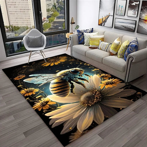 Navak Carpet Cute Bee HoneyBee Insect Cartoon 3D Carpet Rug for Home Living Room Bedroom Sofa Doormat Decor,kids Area Rug Non-slip Floor Mat