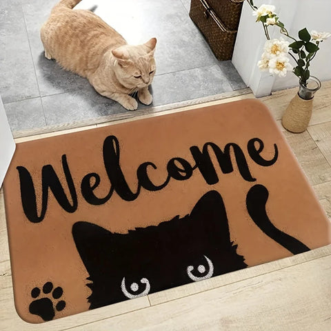 Navak Carpet 1 Pack Cat Welcome Door Mats Funny Cat Mats Indoor Outdoor for Entrance Porch Cat Lovers Spring Summer Housewarming Gift