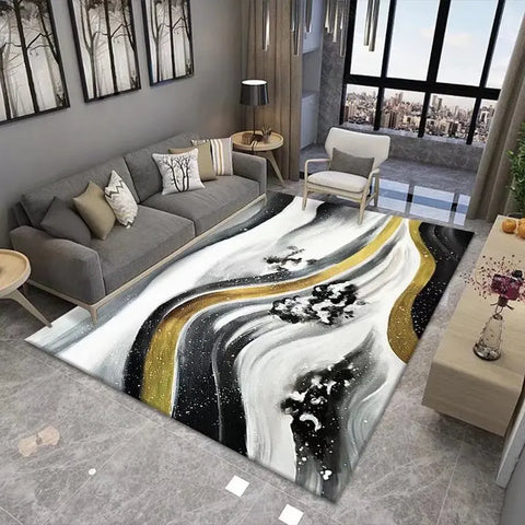 Navak Carpet Marble Pattern Area Rug – Soft Living Room Carpet, Non-Slip Washable Floor Mat for Bedroom, Bedside, Modern Home Decor
