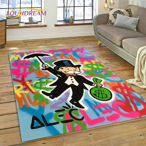 Navak Carpet Game Dollar Monopoly Cartoon Carpet Cute Money Rug For Living Room Bedroom Home Bathroom Floor Mat Non-slip Decoration Sofa