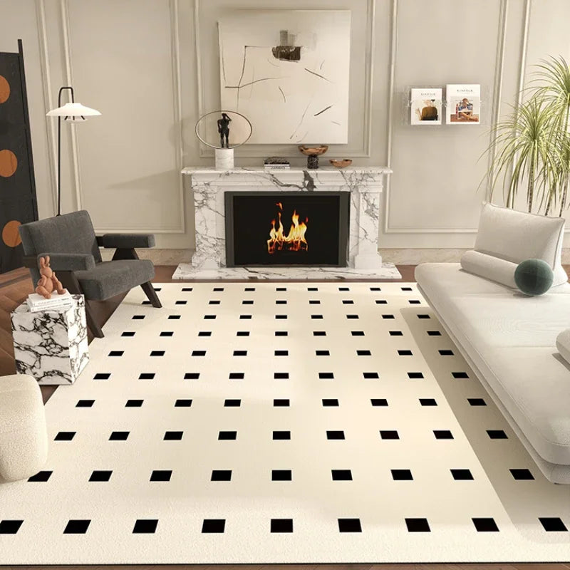 Navak Carpet Nordic Style Rugs for Bedroom Fluffy Soft Living Room Decoration Plush Carpet Modern Minimalist Study Rug Thick Plaid Floor Mat