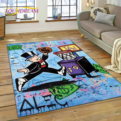 Navak Carpet Game Dollar Monopoly Cartoon Carpet Cute Money Rug For Living Room Bedroom Home Bathroom Floor Mat Non-slip Decoration Sofa