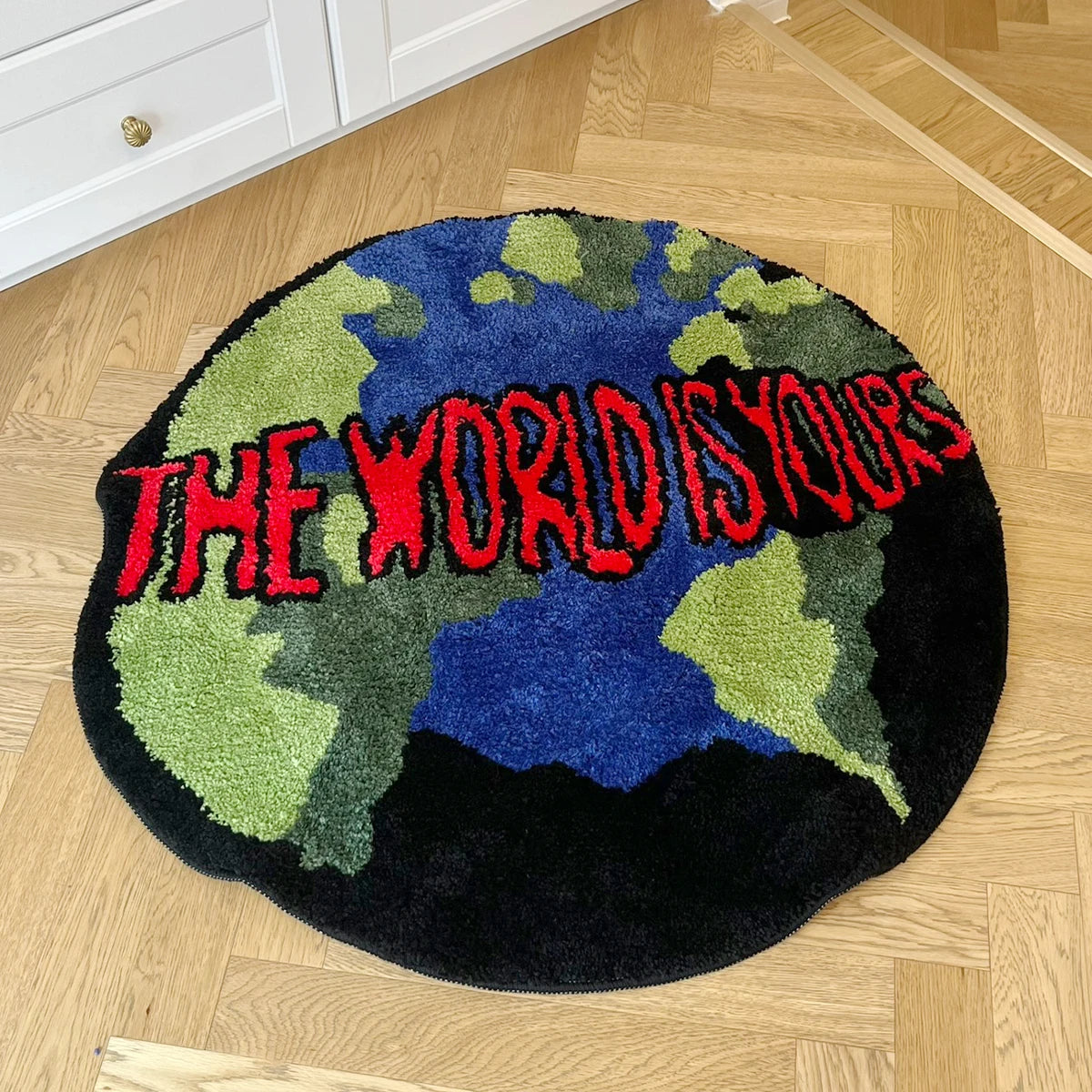 Navak Carpet Earth Round Mat Bathroom Mat Anti-Slip Soft Cushion Pad Bedside Carpet Rug Floor Bedroom Doormat Aesthetic Home Room Decor
