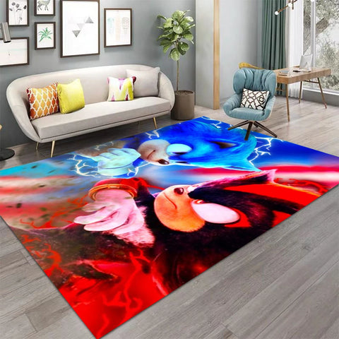 Navak Carpet Daily Picks S-Soni-c Themed Floor Mat Soft Play Rug for Kids Bedroom Living Room Decor Game Room Carpet Bedside Rug Christmas Gift