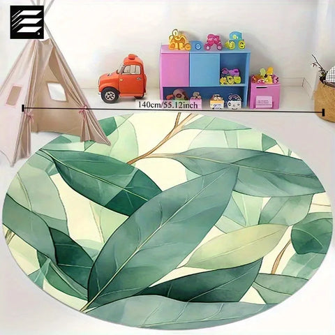Navak Carpet Round Willow Leaf Pattern Floor Mat - Non-Slip, Durable, Soft & Comfortable, Machine Washable, Lightweight, Ideal for Bathroom,