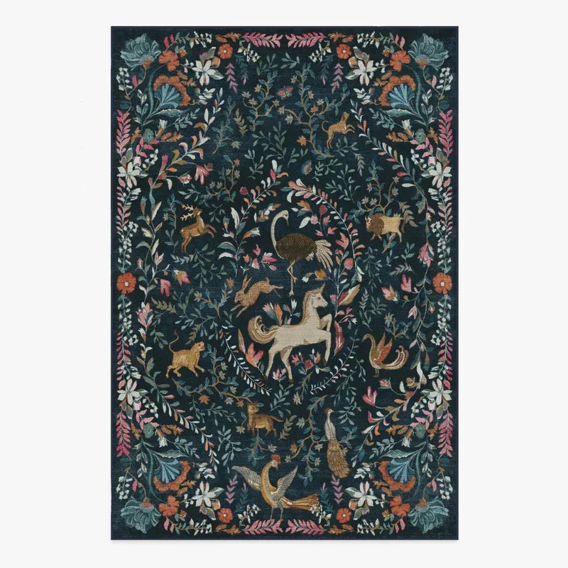 Navak Carpet Living Room Carpet Large Size Bedroom Bedside Floor Mat Machine Washable Carpets Spring Flowers Plant Retro Home Decoration Rug