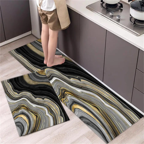 Navak Carpet Marble Pattern Kitchen Floor Mats Non-Slip Doormat for Home Decorative Entrance Rug Modern Simple Style Washable Alfombra Rugs