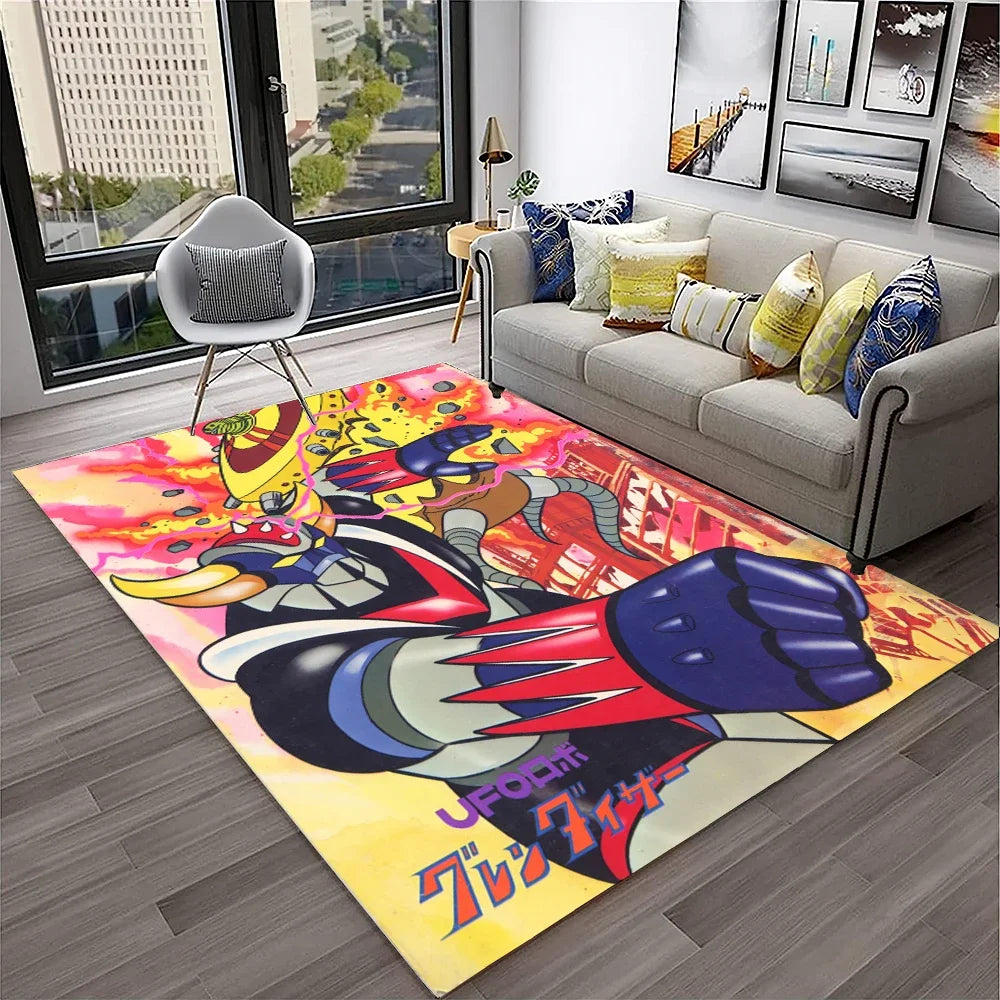 Navak Carpet 3D Cartoon UFO Robot Grendizer Anime Carpet Rug for Home Living Room Bedroom Sofa Doormat Decor,kids Area Rug Non-slip Floor Mat