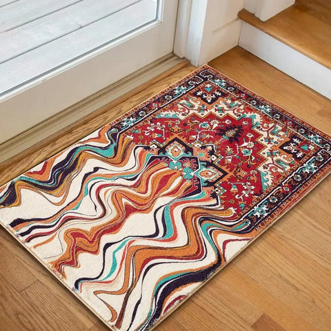 Navak Carpet Abstract Bohemian Imitation Cashmere Floor Rug Mat Entry Door Sofa Entry Door Entryway Decoration Carpet Non-Slip Cushion