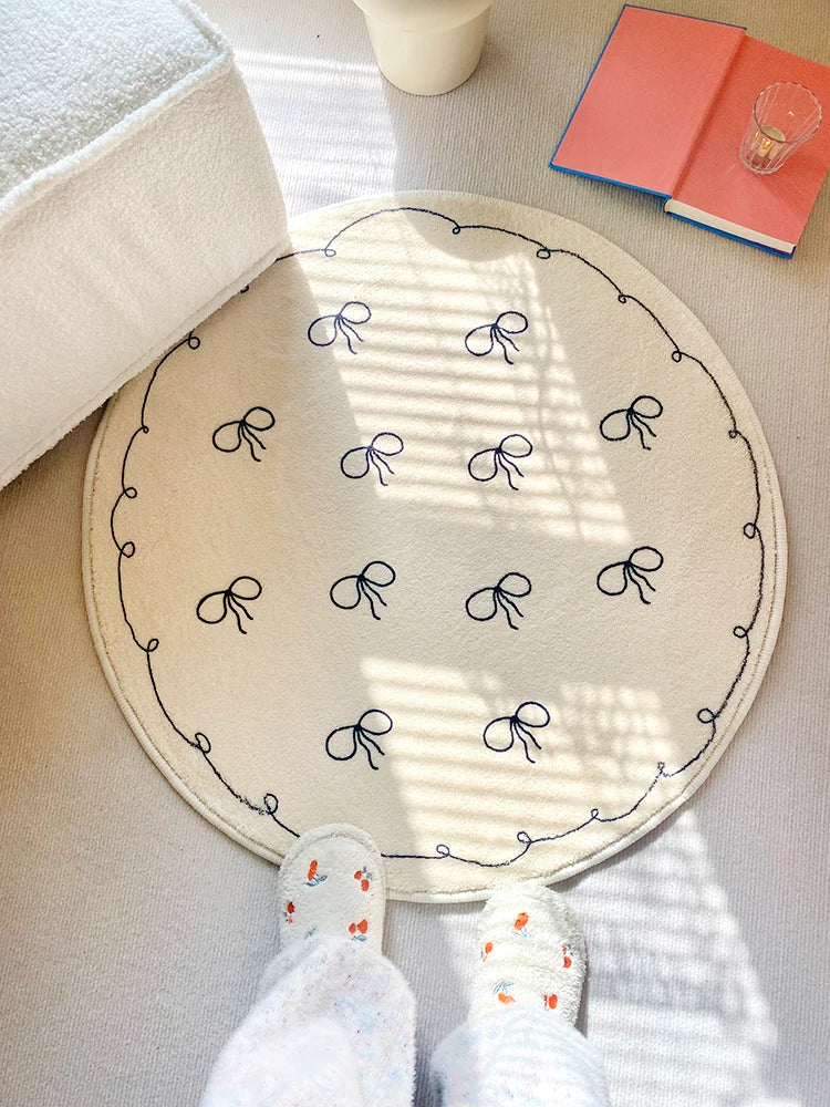 Navak Carpet Exclusive Picks Cute Wind Carpet Children's Room Round Floor Cushion Checkroom Dressing Foot Cushion Bedroom Bedside Round Rug Home Decor