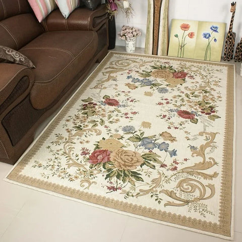 Navak Carpet Crystal velvet carpetEurope Style Beautiful Flowers Carpet Living Room Sofa Bedroom Study Kitchen Entrance Door Mat Non-slip Lig