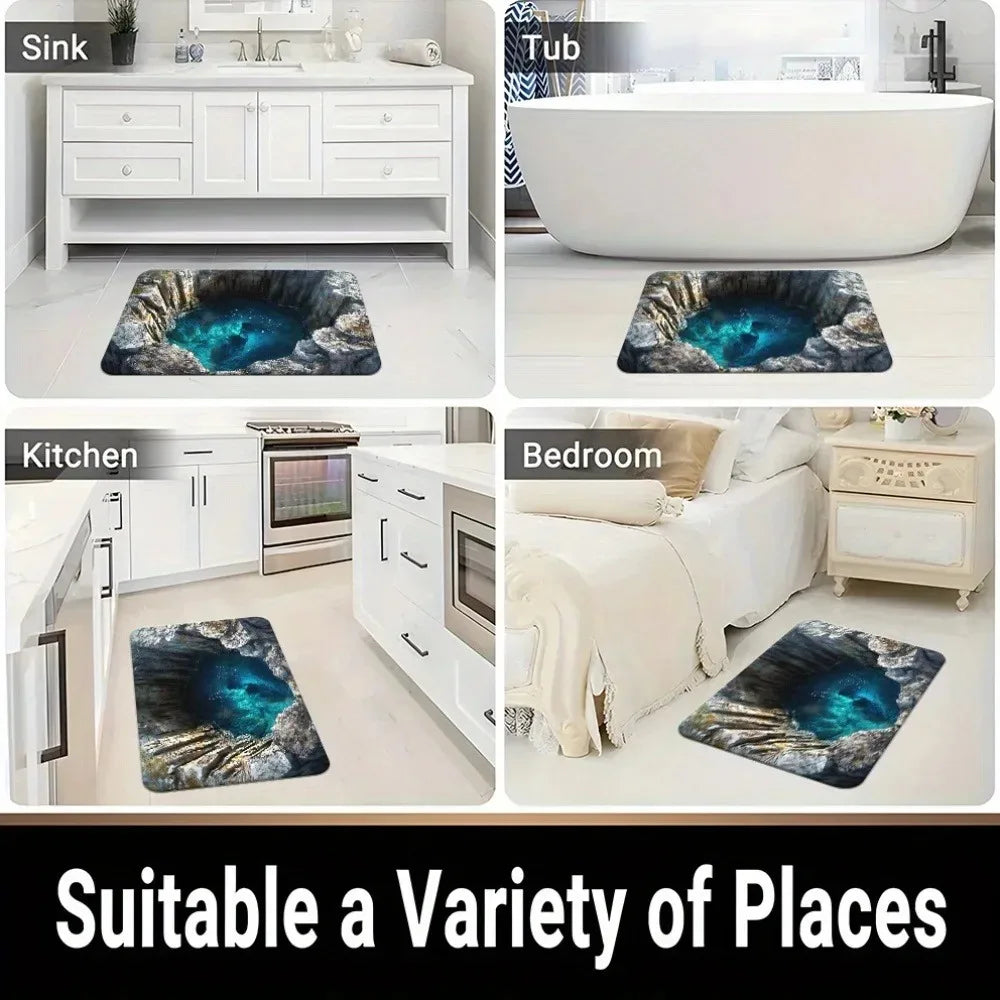 Navak Carpet 1PC 3D pattern Landscape Door Mats Kitchen Rugs Non-Slip Pop design Bathroom Rugs Bath Mat Carpet for Home Sink Laundry Decor