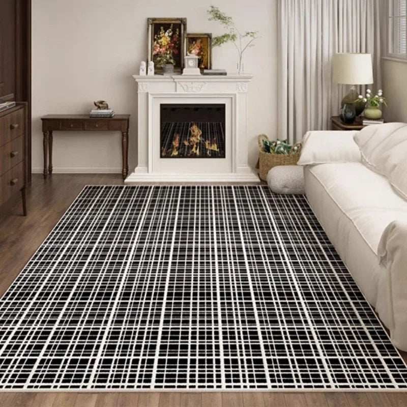 Navak Carpet Luxurious Black White Area Rug Large Non-Slip Living Room Carpet Washable Easy Care Comfortable Bedroom Decorative Floor Mat