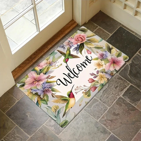 Navak Carpet 1pc Magpie Flower Fresh Doormat, Machine Washable, Polyester Fabric, Non-slip, Suitable for Bedroom Living Room Entrance