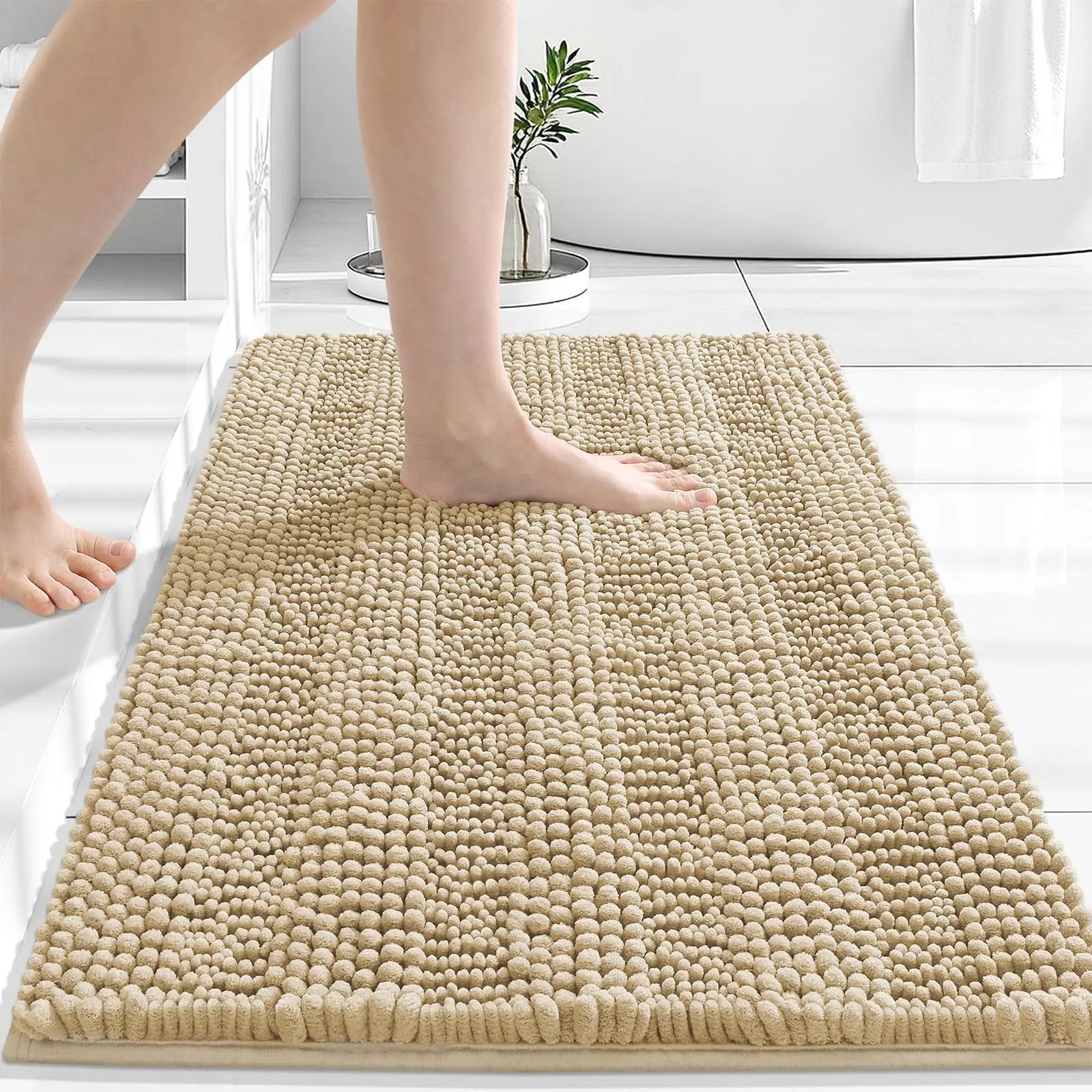 Navak Carpet Olanly Striped Bathroom Rugs Extra Thick Absorbent Bath Mats Non-Slip Soft Cozy Shower Carpet Plush Shaggy Machine Wash Bath Rug