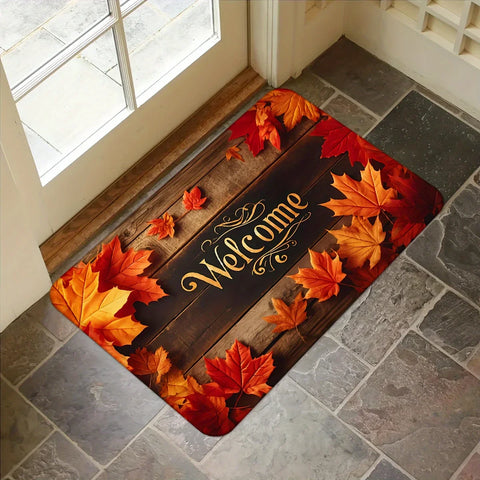 Navak Carpet Fall Thanksgiving Maple Leaves Welcome Door Mat Living Room Entrance Non-Slip Floormat Kitchen Hallway Balcony Rugs Home Decor