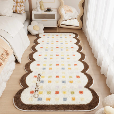 Navak Carpet Checkerboard Carpets for Living Room Cute Bedroom Decor Carpet Fluffy Soft Irregular Bedside Plush Rug Home Thickened Floor Mat