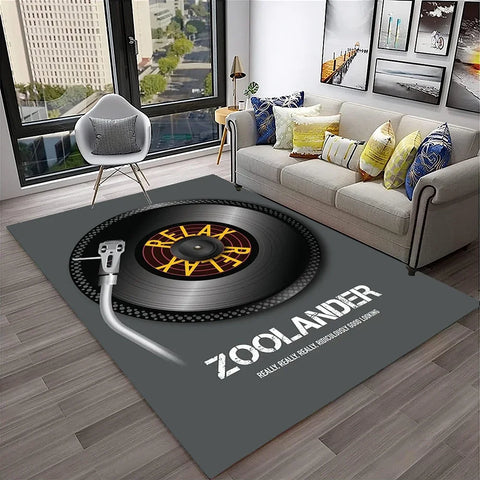 Navak Carpet 3D Retro Vinyl Record Music Art Carpet Rug for Home Living Room Bedroom Sofa Doormat Decor,Kid Play Area Rug Non-slip Floor Mat