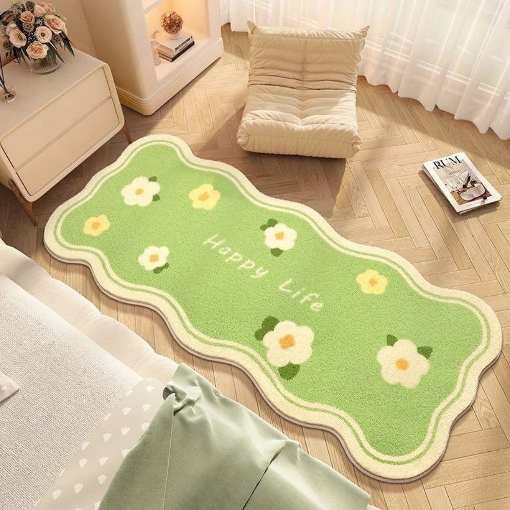 Navak Carpet Exclusive Picks Rug For Bedroom Strip Flannel Bed Carpet Ins Flowers Fresh Bedroom Bay Window Dirt Resistant Cool Blanket