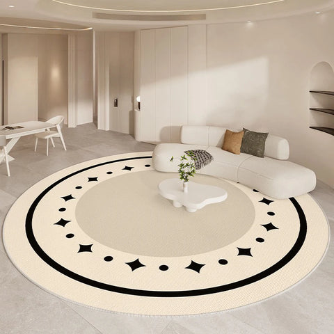 Navak Carpet Luxurious Living Room Carpet Round Beige Minimalism Rug High Quality Bedroom Study Rugs Soft Comfortable Bedside Carpets Tapete
