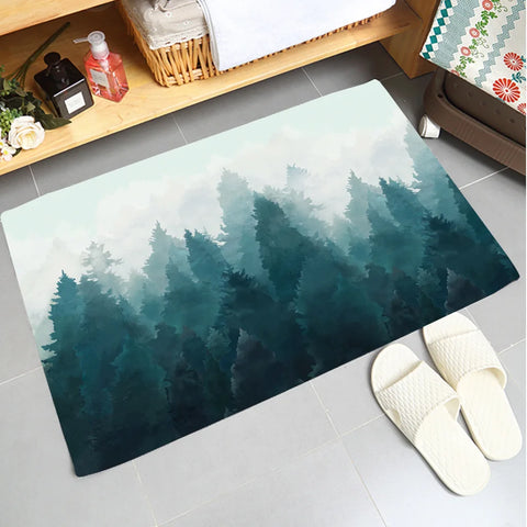 Navak Carpet Soft Non-slip Absorbent Flannel Door Mat with Green Plant Design Washable Bathroom Kitchen Rug Home Decoration Carpet