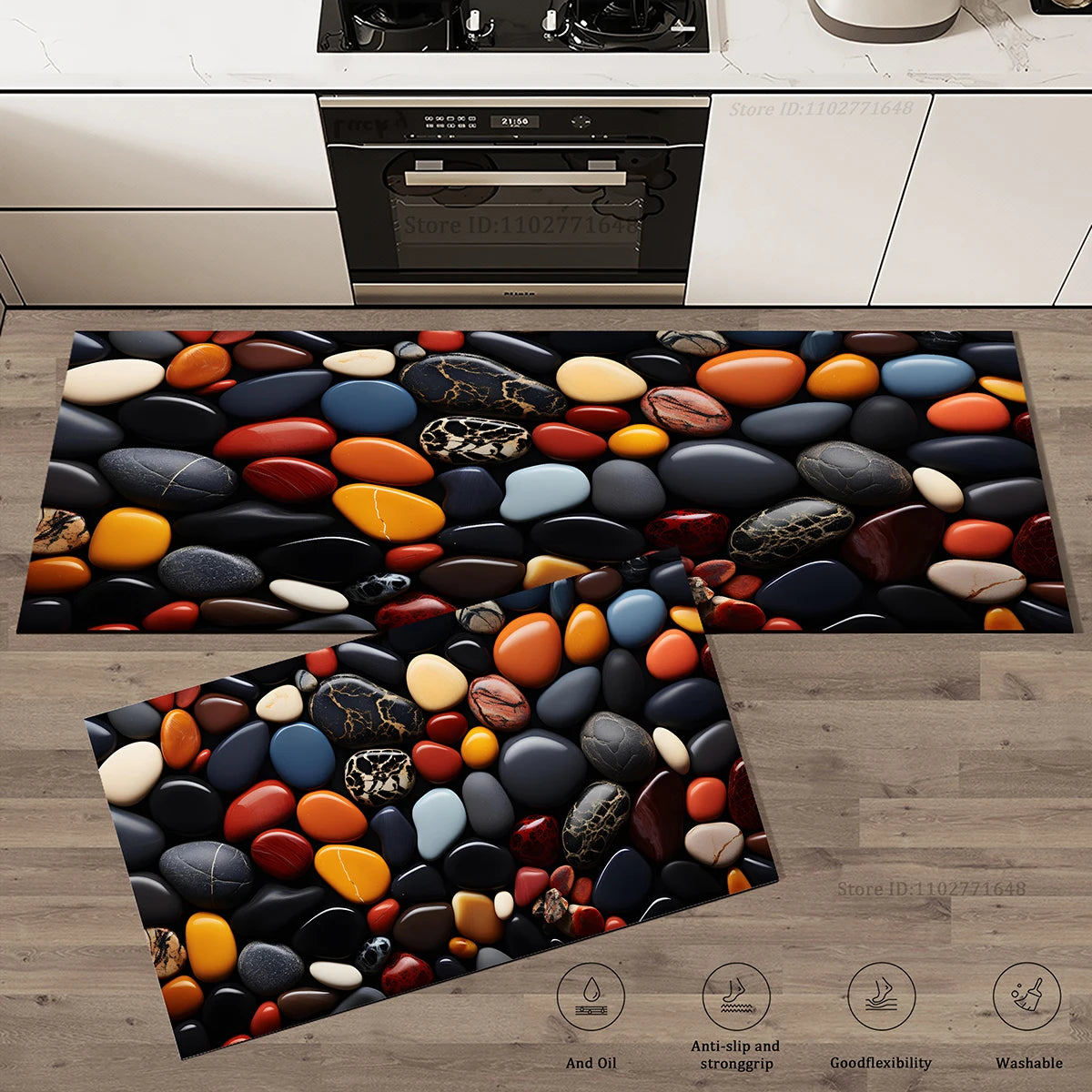 Navak Carpet High Quality Floor Mats Absorbent Non-Slip Kitchen Entrance Doormat Pebble Rug Carpet Waterproof Washable Living Room Stones Mat