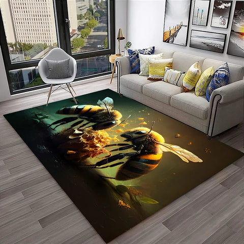 Navak Carpet Cute Bee HoneyBee Insect Cartoon 3D Carpet Rug for Home Living Room Bedroom Sofa Doormat Decor,kids Area Rug Non-slip Floor Mat