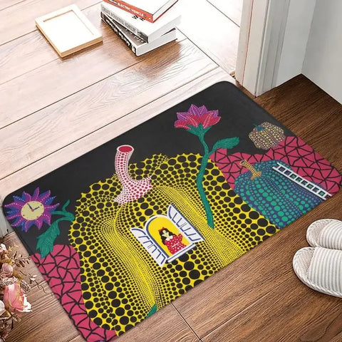 Navak Carpet Custom Yayoi Kusama Abstract Painting Doormat Non-Slip Entrance Bathroom Kitchen Door Floor Mat Garage Rug Carpet Footpad