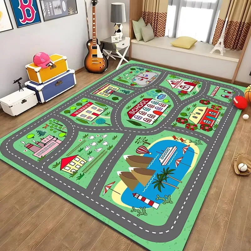 Navak Carpet Children’s Educational City Life Playmat Rug Road Traffic System Carpet for Bedroom Playroom Fun Learning Floor Mat Safe Kids