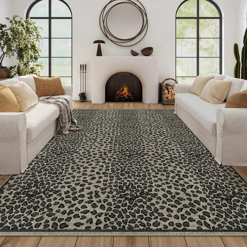 Navak Carpet Living Room Carpet Large Size Bedroom Bedside Floor Mat Machine Washable Carpets Cheetah Leopard Print Retro Home Decoration Rug