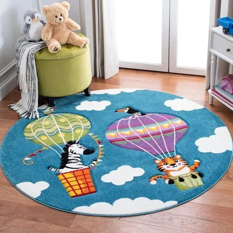 Navak Carpet Cartoon Animal Round Rug Girl Children's Room Crawling Floor Mat Bedroom Living Room