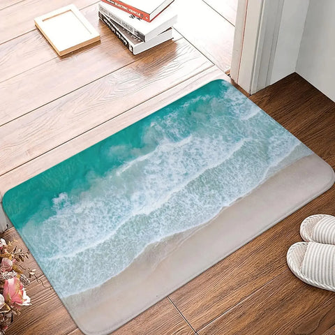 Navak Carpet Nautical Coastal Beach Waves Entrance Doormat Home Decor Kitchen Hallway Balcony Rugs Bathroom Anti-slip Mat Foot Pad