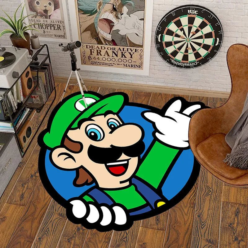 Navak Carpet 40-140cm Cartoon Game Super Bros Area Carpet Irregular Marioed Luigied Design Rug Lounge Bedroom Bedside Floor Mat Home Decor