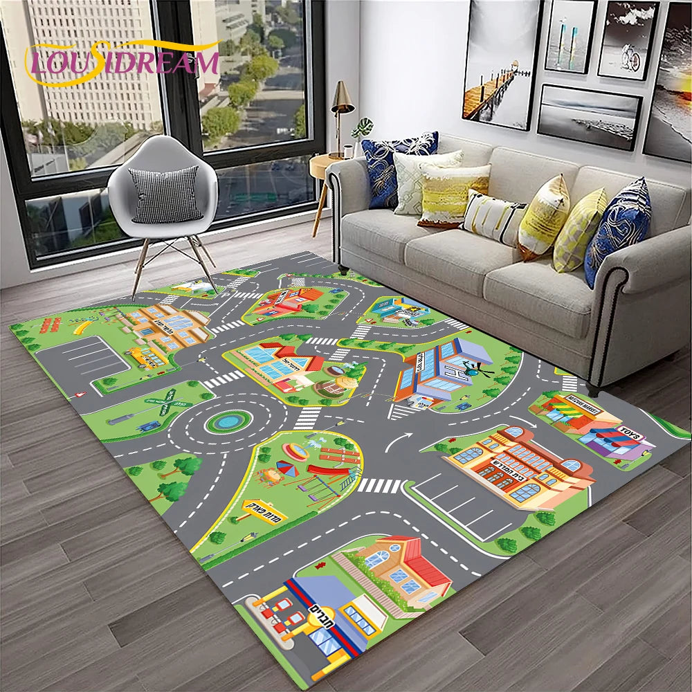 Navak Carpet Child Playmat Traffic Highway City Playroom Carpet Rug for Home Living Room Bedroom Doormat Decor, Area Rug Non-slip Floor Mat